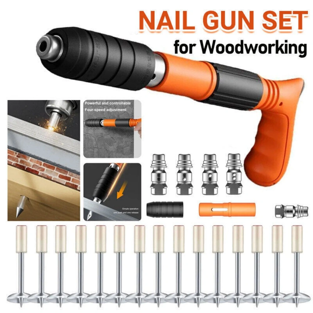 Integrated 4-Gear Steel Air Nailer Manual Woodworking Nail Gun Power Tool NEW