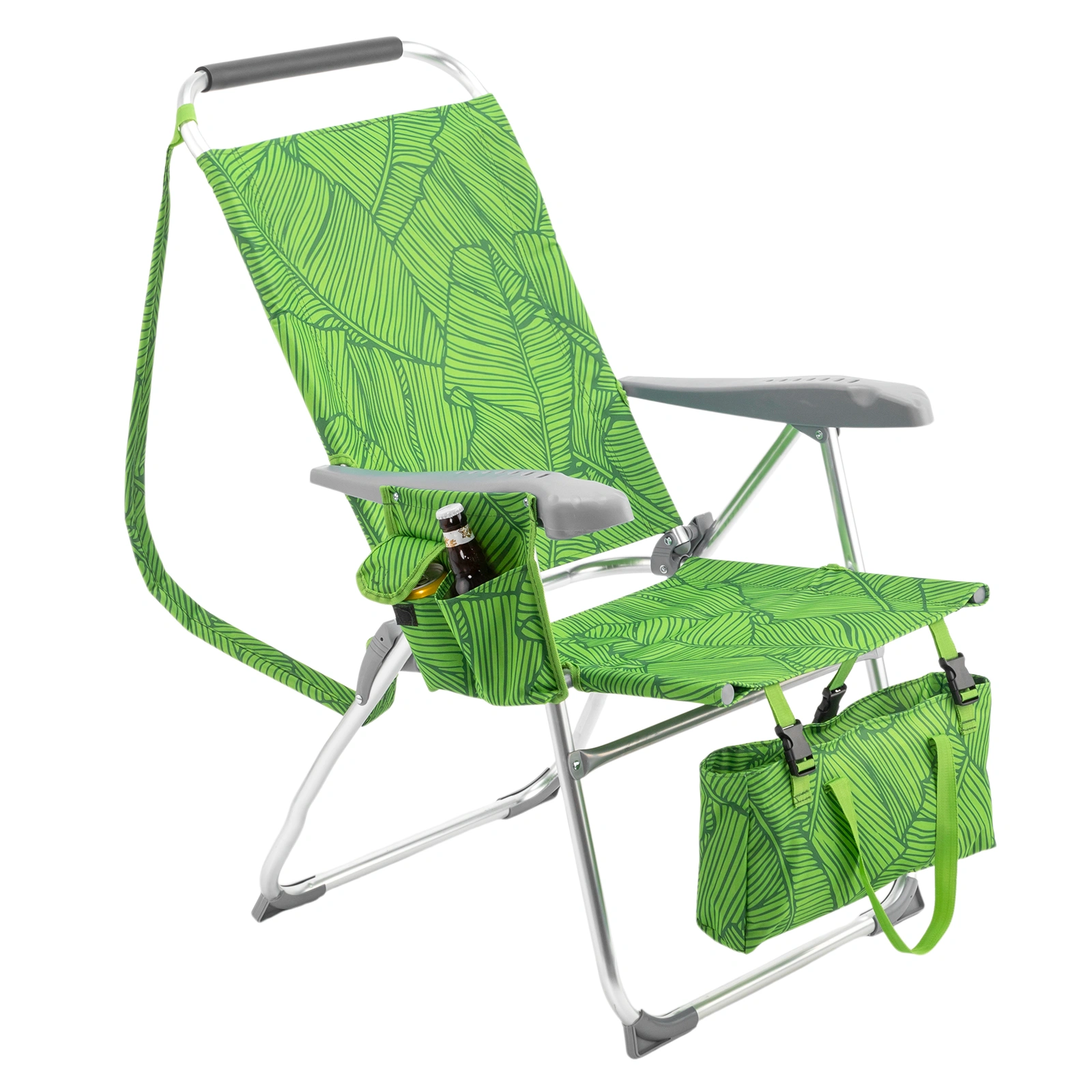 17 Inch Seat Height Beach Chair for Adults, Folding Portable Camping Chair with Headrest, Cup Holder, Side Pocket & Bottom Storage Bag, 7-Position Adjustable Aluminum Beach Chair, Heavy Duty 265 LBS Capacity, Oxford Fabric for Beach, Patio, Pool, Sum view 21