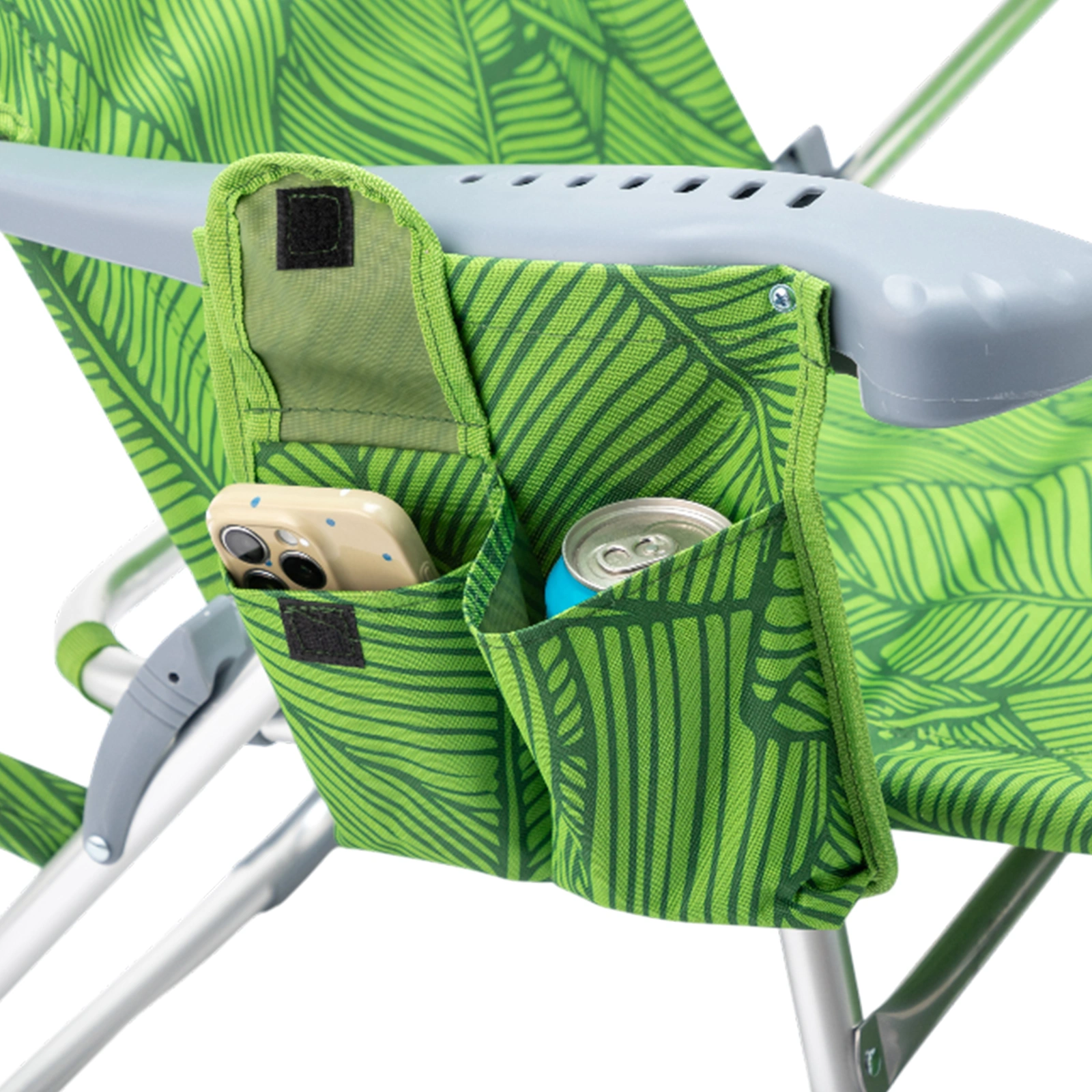 17 Inch Seat Height Beach Chair for Adults, Folding Portable Camping Chair with Headrest, Cup Holder, Side Pocket & Bottom Storage Bag, 7-Position Adjustable Aluminum Beach Chair, Heavy Duty 265 LBS Capacity, Oxford Fabric for Beach, Patio, Pool, Sum view 24