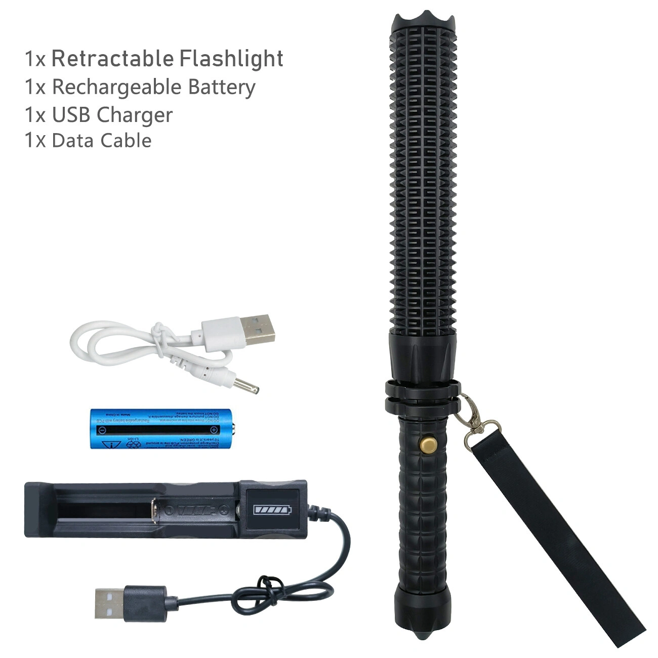 USB Rechargeable LED Flashlight, Retractable Torch, 3-Mode Zoomable Security Light, Outdoor Flashlight Set, Portable Hand Torch view 4