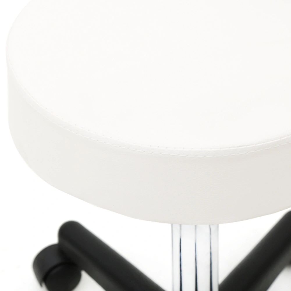 Adjustable Height Round Salon Stool with Backrest, Plastic, White view 2