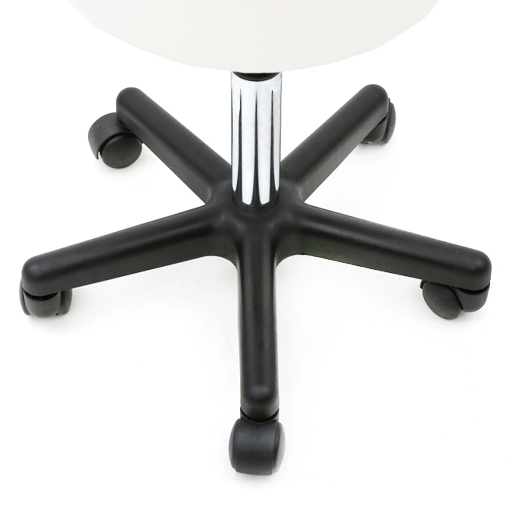 Adjustable Height Round Salon Stool with Backrest, Plastic, White view 3