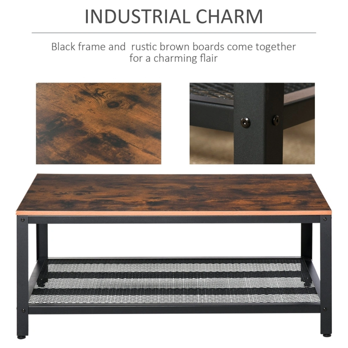 Modern Coffee Table & Bar Table, Space-Saving Multi-Functional Living Room Side Table, Compact Entryway Snack Table for Small Spaces view 2