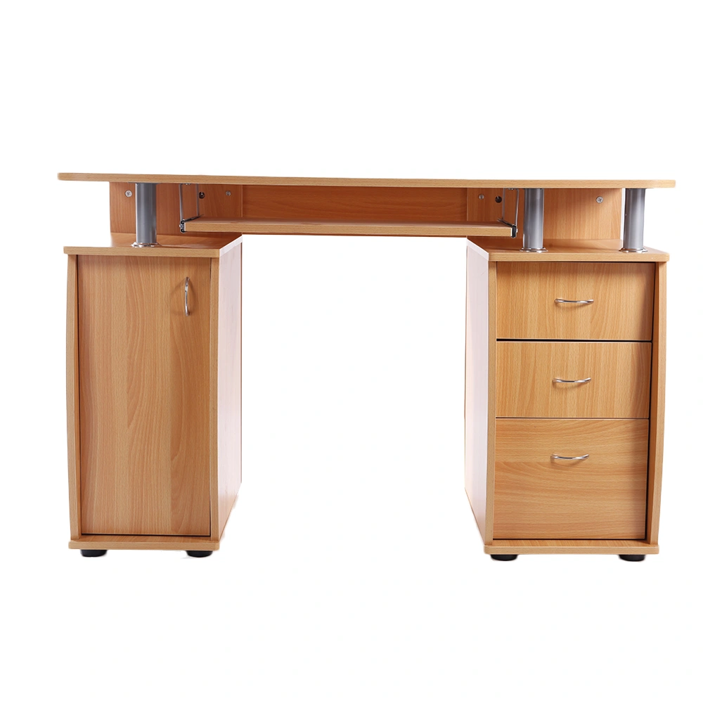 15mm MDF Portable 1pc Door with 3pcs Drawers Computer Desk Wood Color