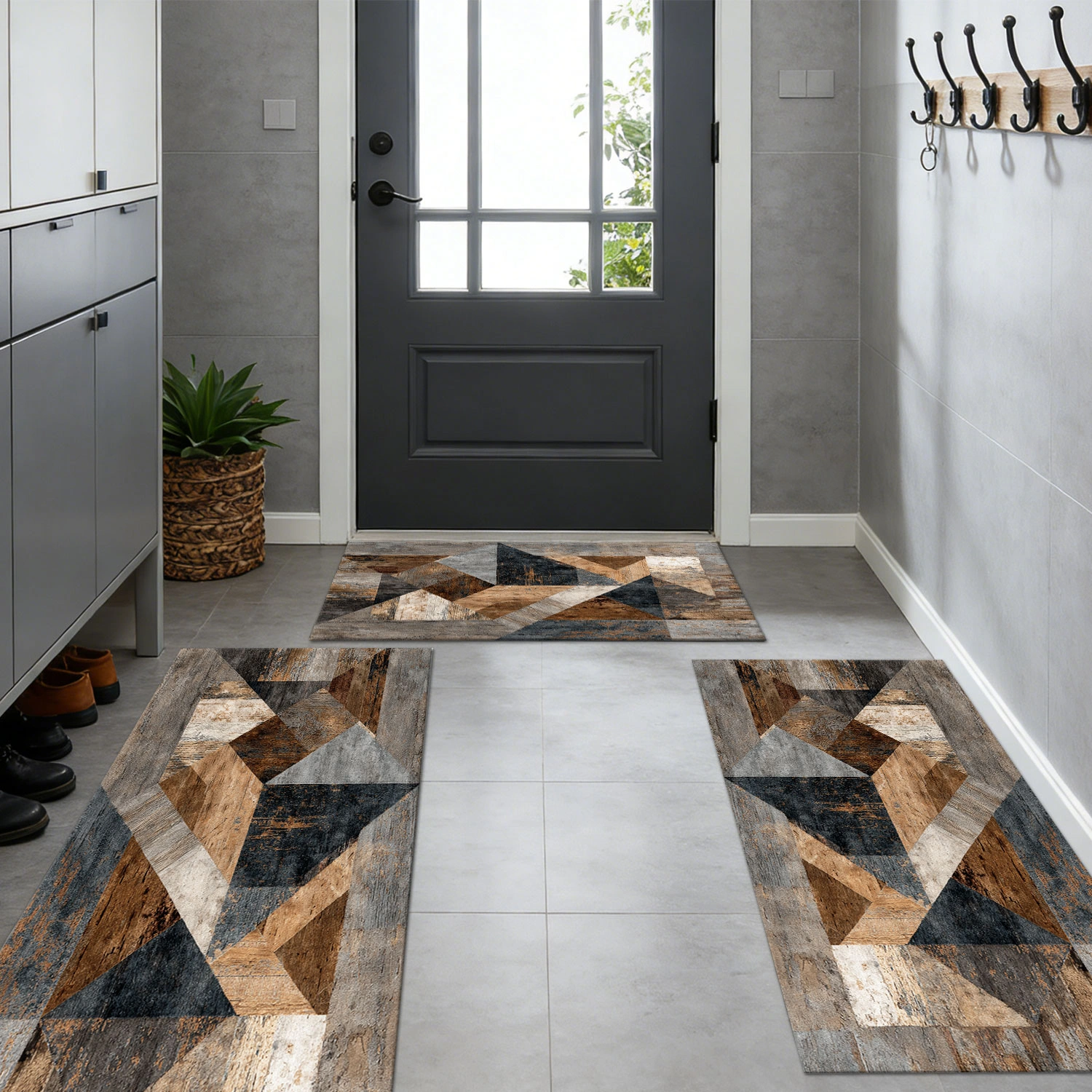 Three-piece kitchen rug set, non-slip and washable, abstract pattern kitchen hallway rug, soft and comfortable, suitable for sinks, floors, entrances, hallways and bathrooms. view 12