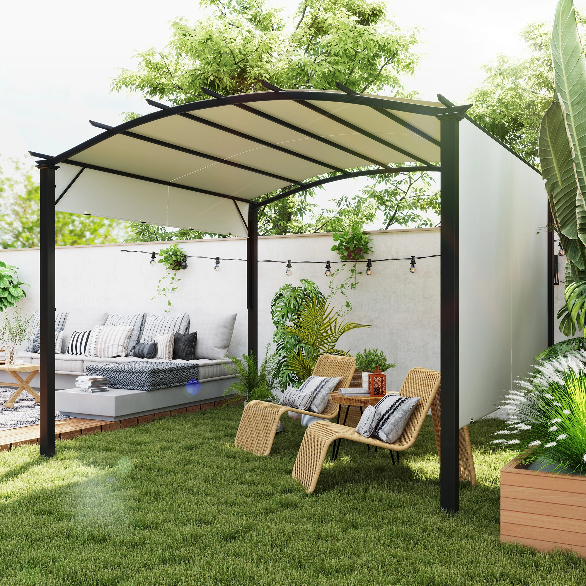 Hardtop Gazebo 10x12 ft Aluminum Patio Pergola Gazebo with Polycarbonate Roof and Mosquito Netting, Charcoal Gray, Outdoor Garden Canopy