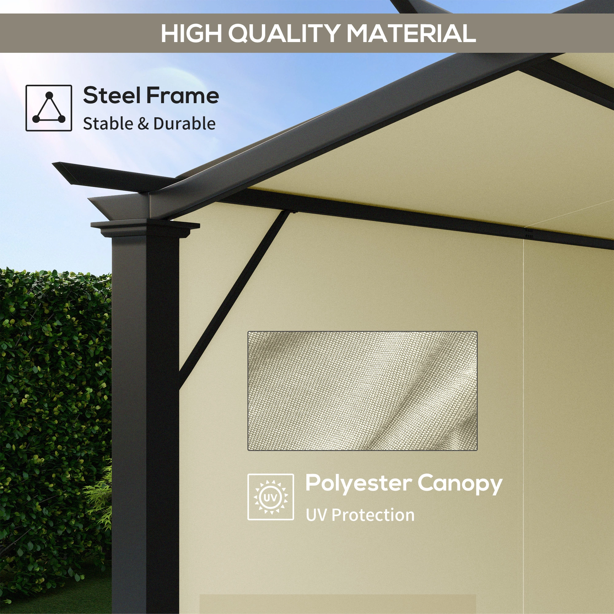 Hardtop Gazebo 10x12 ft Aluminum Patio Pergola Gazebo with Polycarbonate Roof and Mosquito Netting, Charcoal Gray, Outdoor Garden Canopy view 2