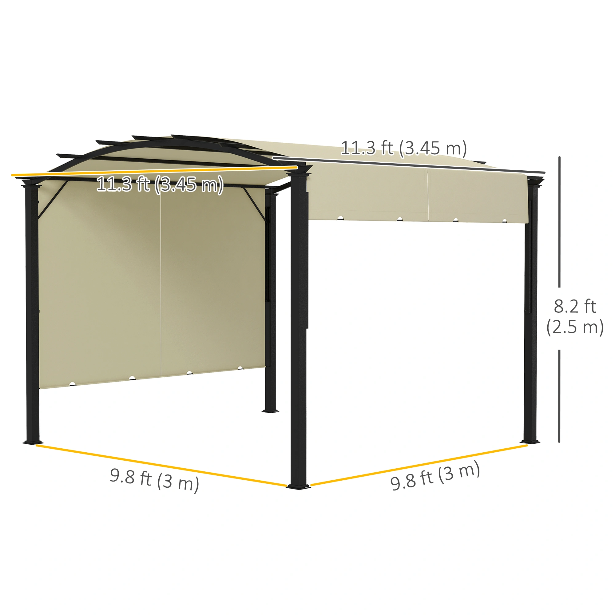 Hardtop Gazebo 10x12 ft Aluminum Patio Pergola Gazebo with Polycarbonate Roof and Mosquito Netting, Charcoal Gray, Outdoor Garden Canopy view 3