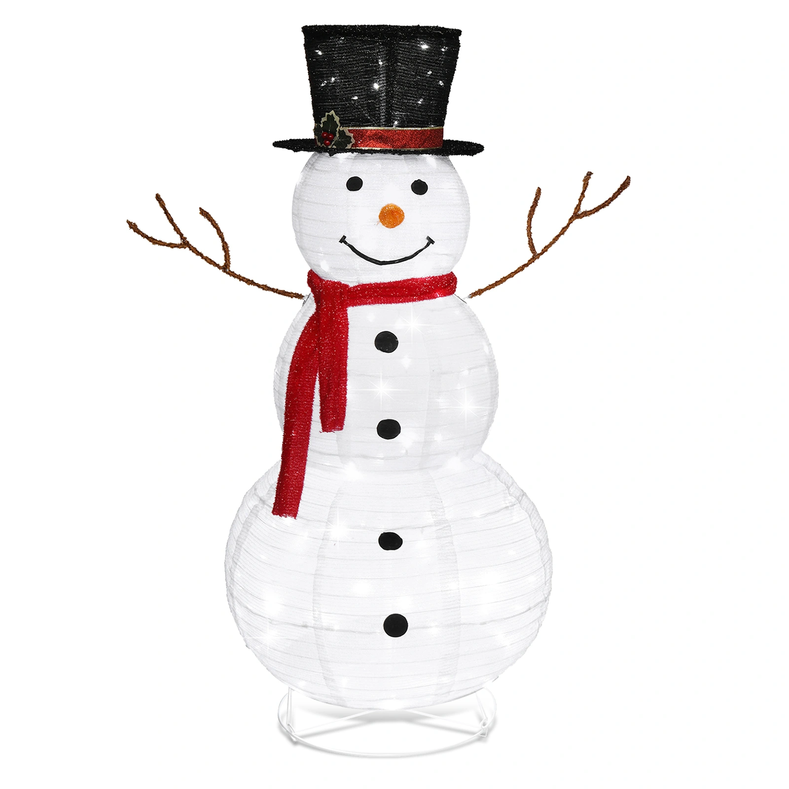 4FT Weather-Proof Lighted Snowman Christmas Outdoor Decoration - Pre-lit Snowman with 90 LEDs, Stakes Included for Yard Home Indoor Xmas Holiday