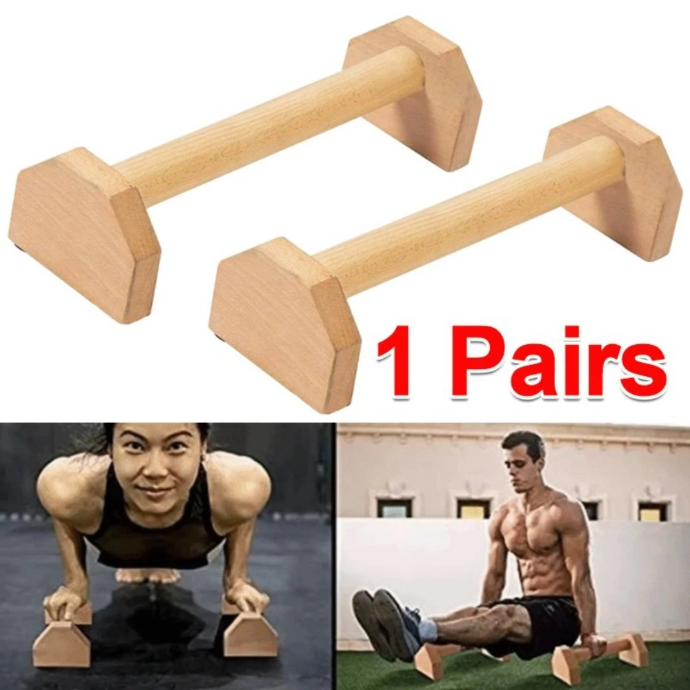 1 Pair 30cm Wooden Push up Bars Parallettes Bars Home Gym Workout Equipment view 5