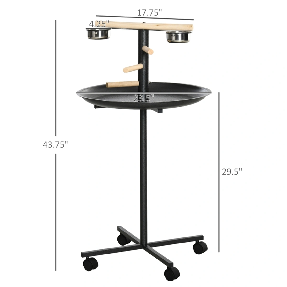 Bird Stand with Toy Bar, Adjustable Height Parrot Play Stand, Sturdy Metal Perch for Medium to Large Birds view 2
