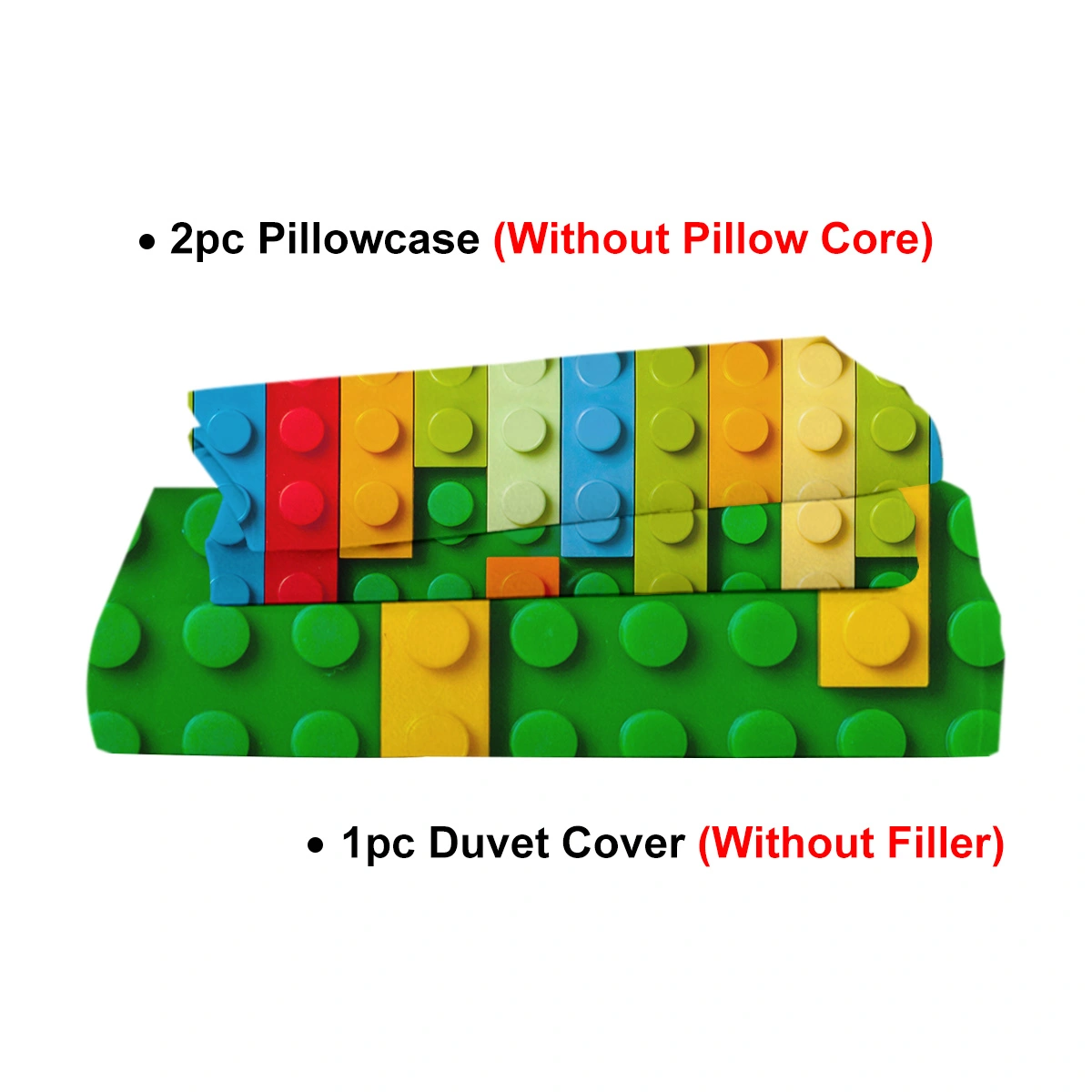 Green Blocks Duvet Cover Set 3-Piece Colorful Microfiber Kids Bedding Double Size view 4