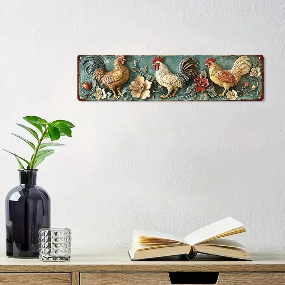CIFbuy Vintage Rooster Metal Wall Sculpture Home Bar Cafe Decor Perfect Halloween Christmas Gift 4x16 Inches (TikTok, temu pick-up service) view 4