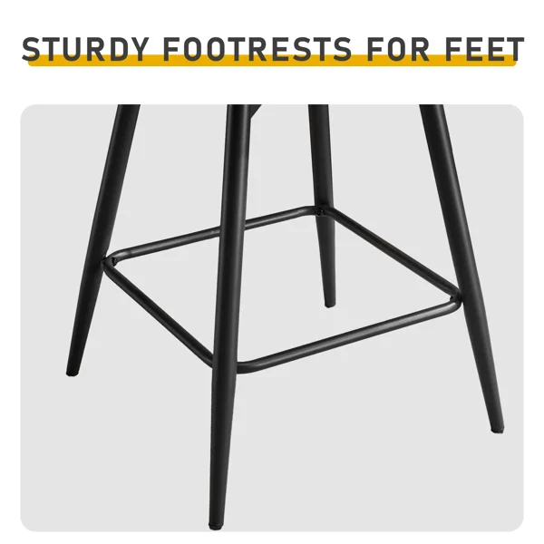 2 Pcs Brown PU Swivel Bar Stools with Removable Backrest, Bentwood Back Panel & Metal Legs view 4