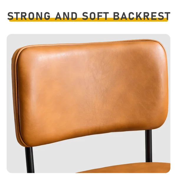 2 Pcs Brown PU Swivel Bar Stools with Removable Backrest, Bentwood Back Panel & Metal Legs view 5