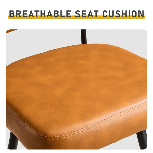 2 Pcs Brown PU Swivel Bar Stools with Removable Backrest, Bentwood Back Panel & Metal Legs view 6
