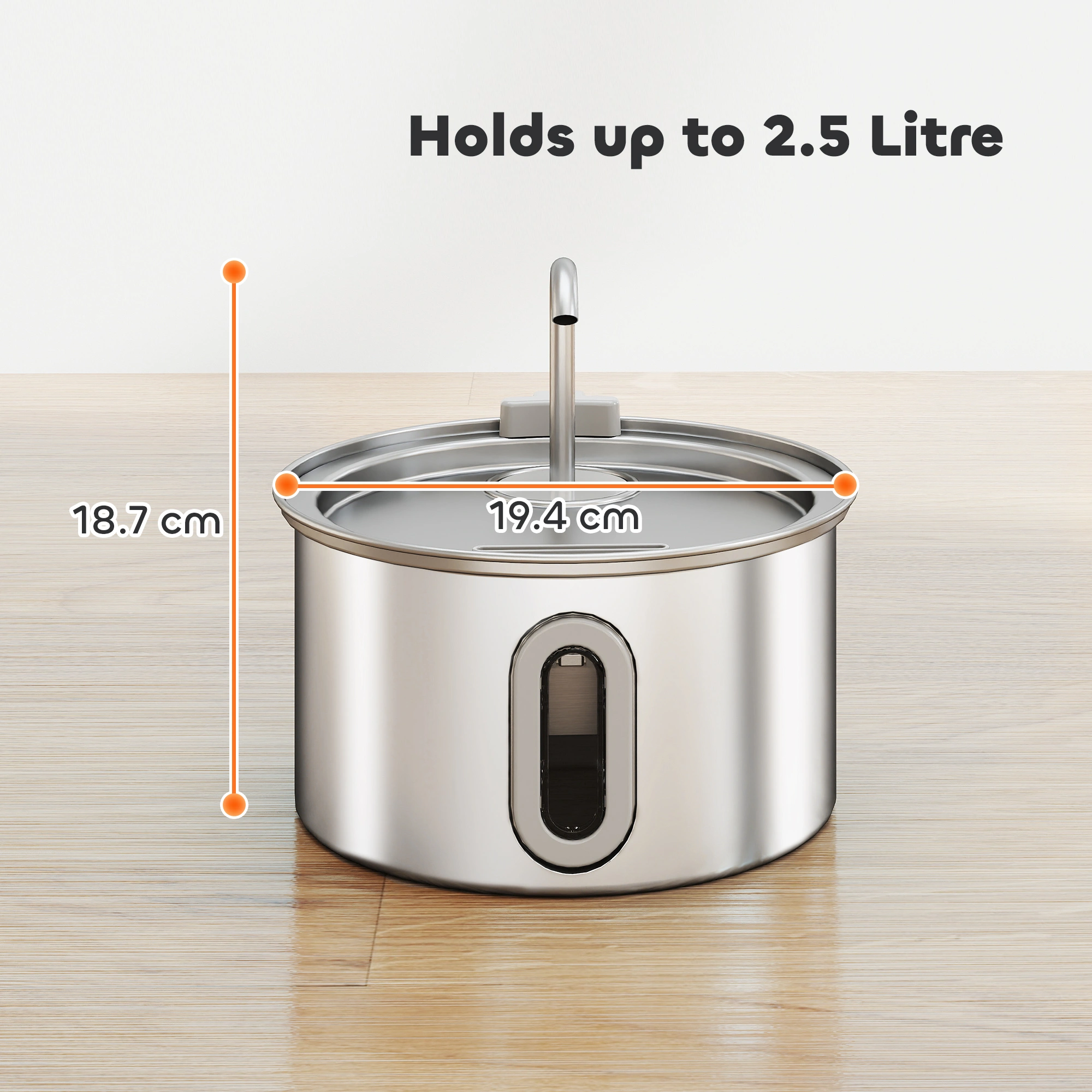 Stainless Steel Cat Water Fountain with Dual Flow - Quiet Automatic Electric Pet Water Dispenser for Cats and Small Dogs view 5