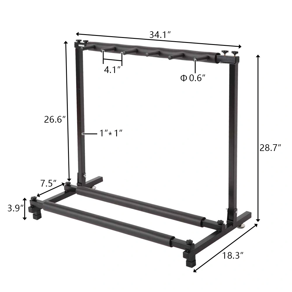 Triple Folding Multiple Guitar Holder Rack Stand Black view 13