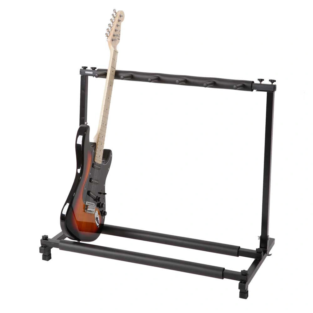 Triple Folding Multiple Guitar Holder Rack Stand Black view 4
