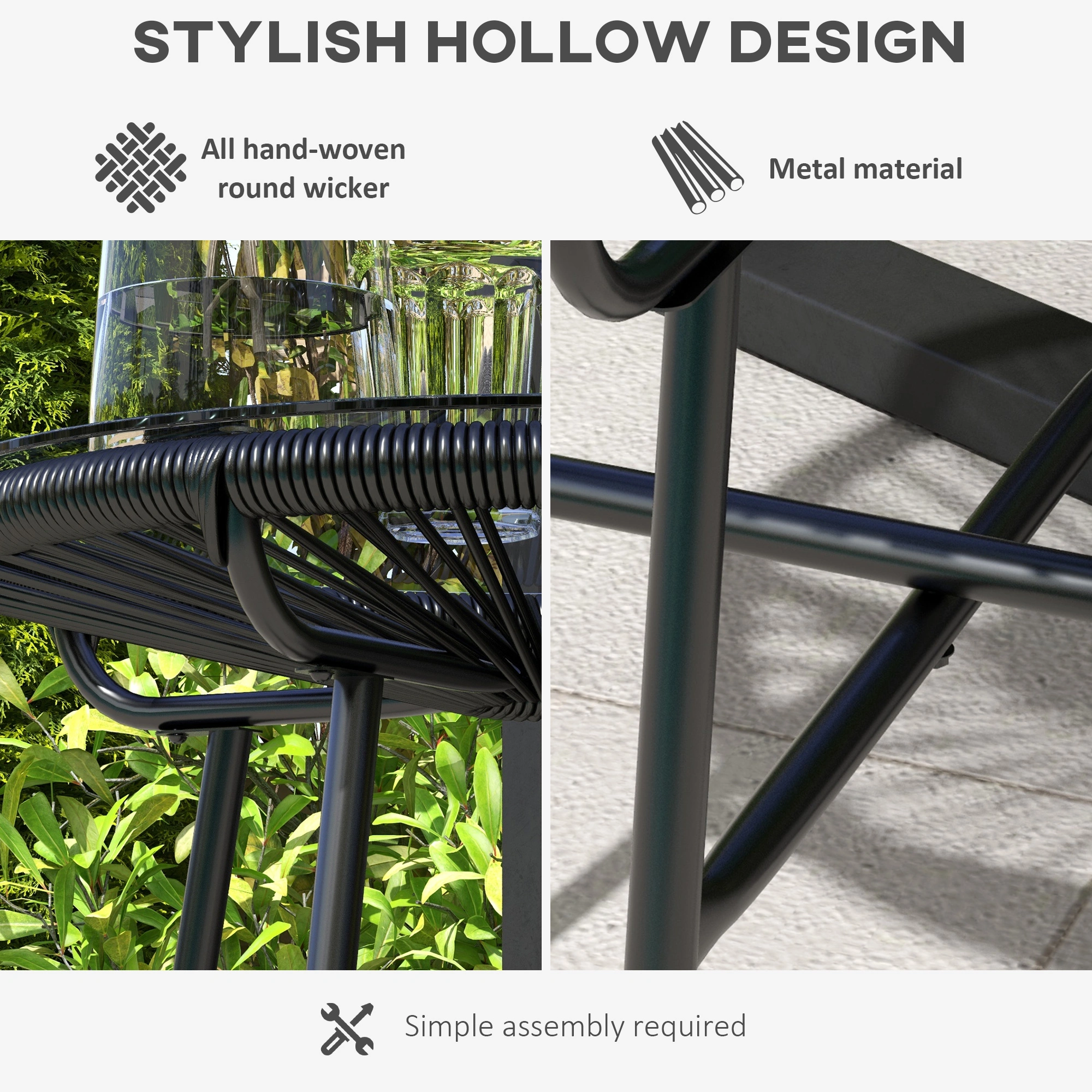 Rattan Coffee Table for Living Room, Wicker Side Table with Storage Shelf, Round Tea Table for Indoor Outdoor Use view 2