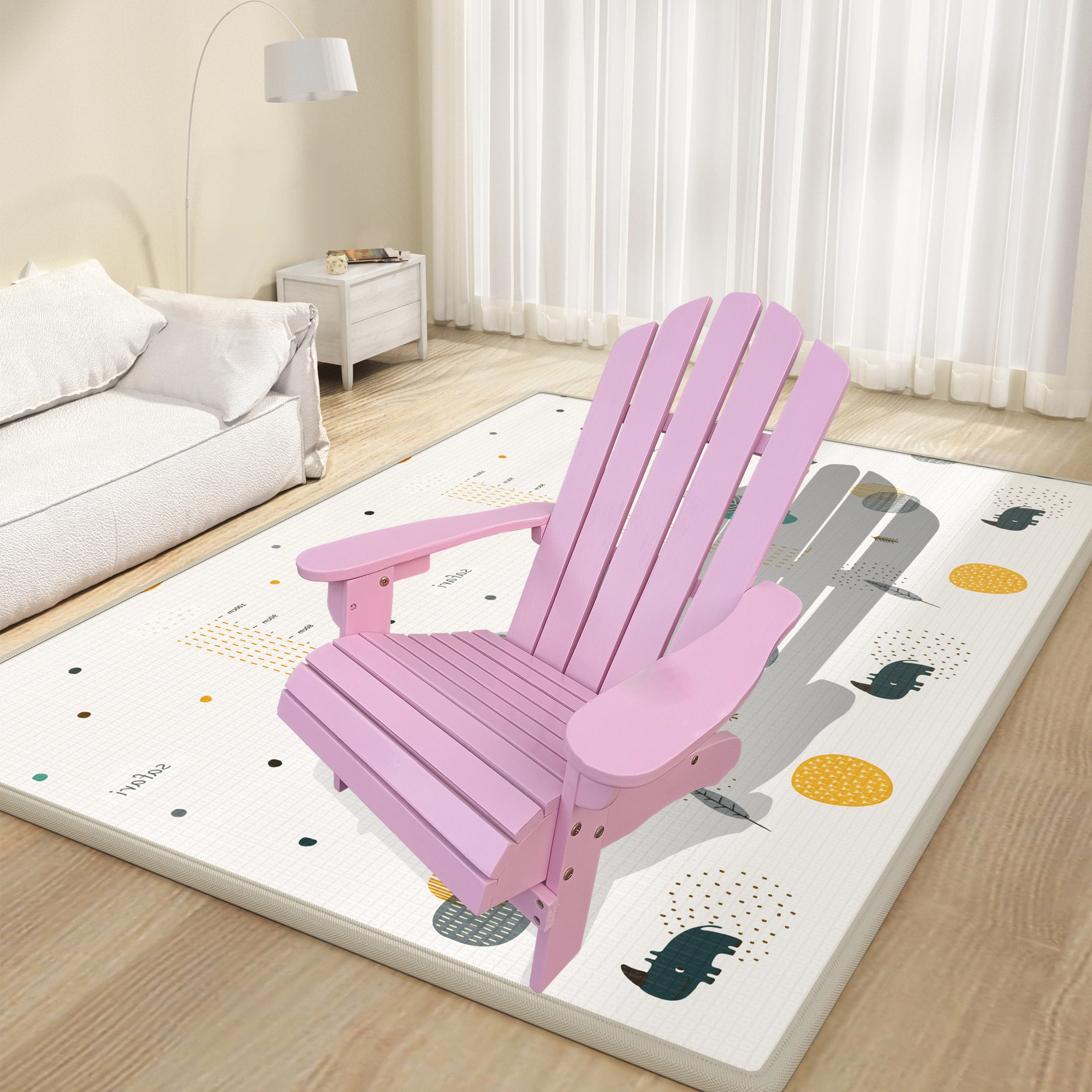 Pink Adirondack Chair for Kids | Wooden Outdoor Indoor Children's Chair