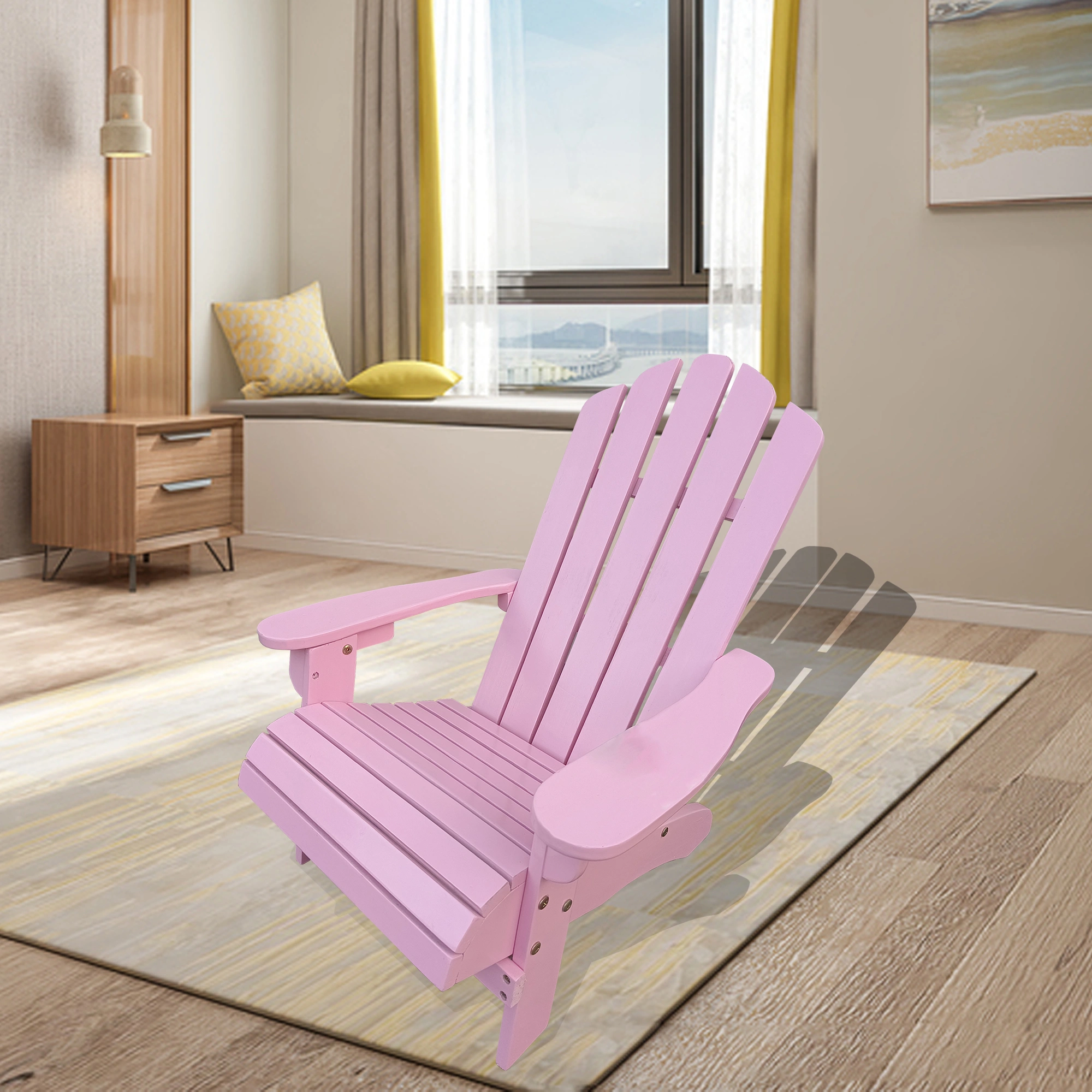 Pink Adirondack Chair for Kids | Wooden Outdoor Indoor Children's Chair view 3