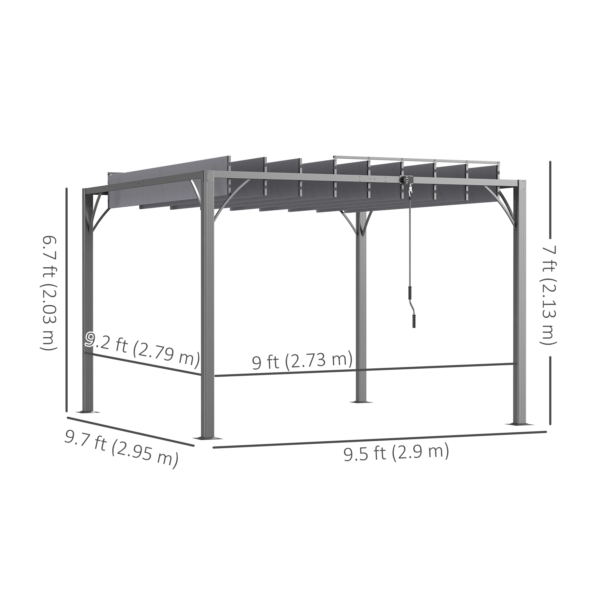 Outdoor Gazebo Pergola 10x10ft Metal Canopy Tent with Curved Roof for Garden Patio Backyard view 3