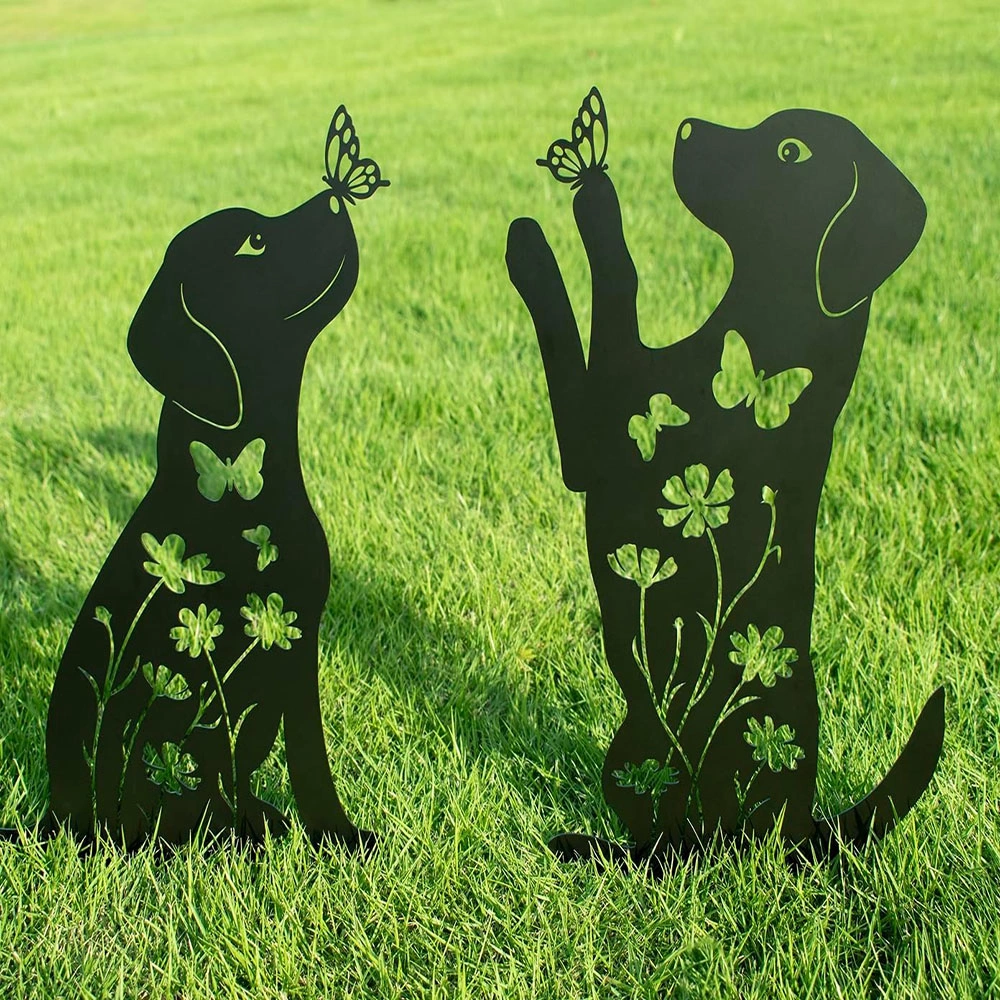 CIFbuy 2pcs Metal Dog Garden Decor: Adorable Puppy Silhouette Stakes. These Decorative Outdoor Yard Art Pieces, Ideal for Dog Lovers, Make Charming Garden De(TikTok/temu self-pickup orders)