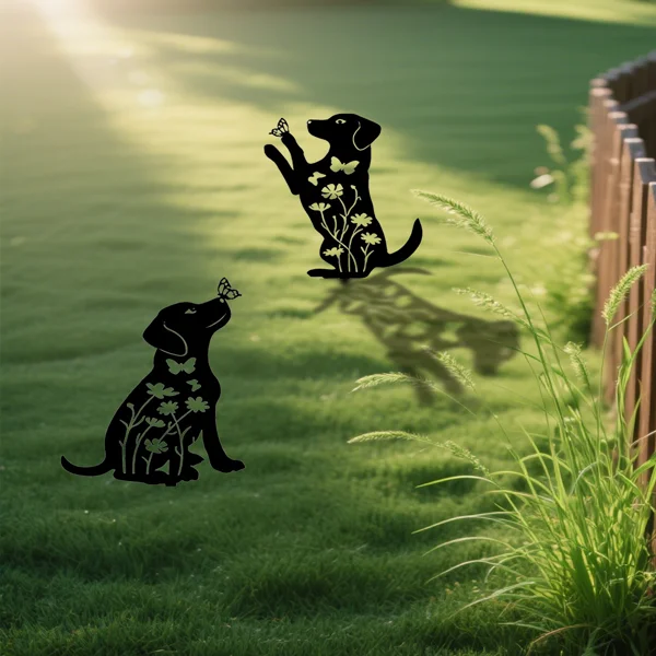 CIFbuy 2pcs Metal Dog Garden Decor: Adorable Puppy Silhouette Stakes. These Decorative Outdoor Yard Art Pieces, Ideal for Dog Lovers, Make Charming Garden De(TikTok/temu self-pickup orders) view 4