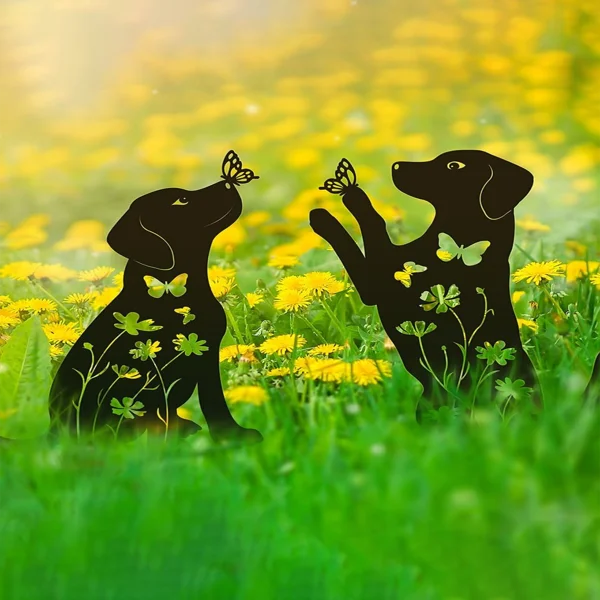 CIFbuy 2pcs Metal Dog Garden Decor: Adorable Puppy Silhouette Stakes. These Decorative Outdoor Yard Art Pieces, Ideal for Dog Lovers, Make Charming Garden De(TikTok/temu self-pickup orders) view 5