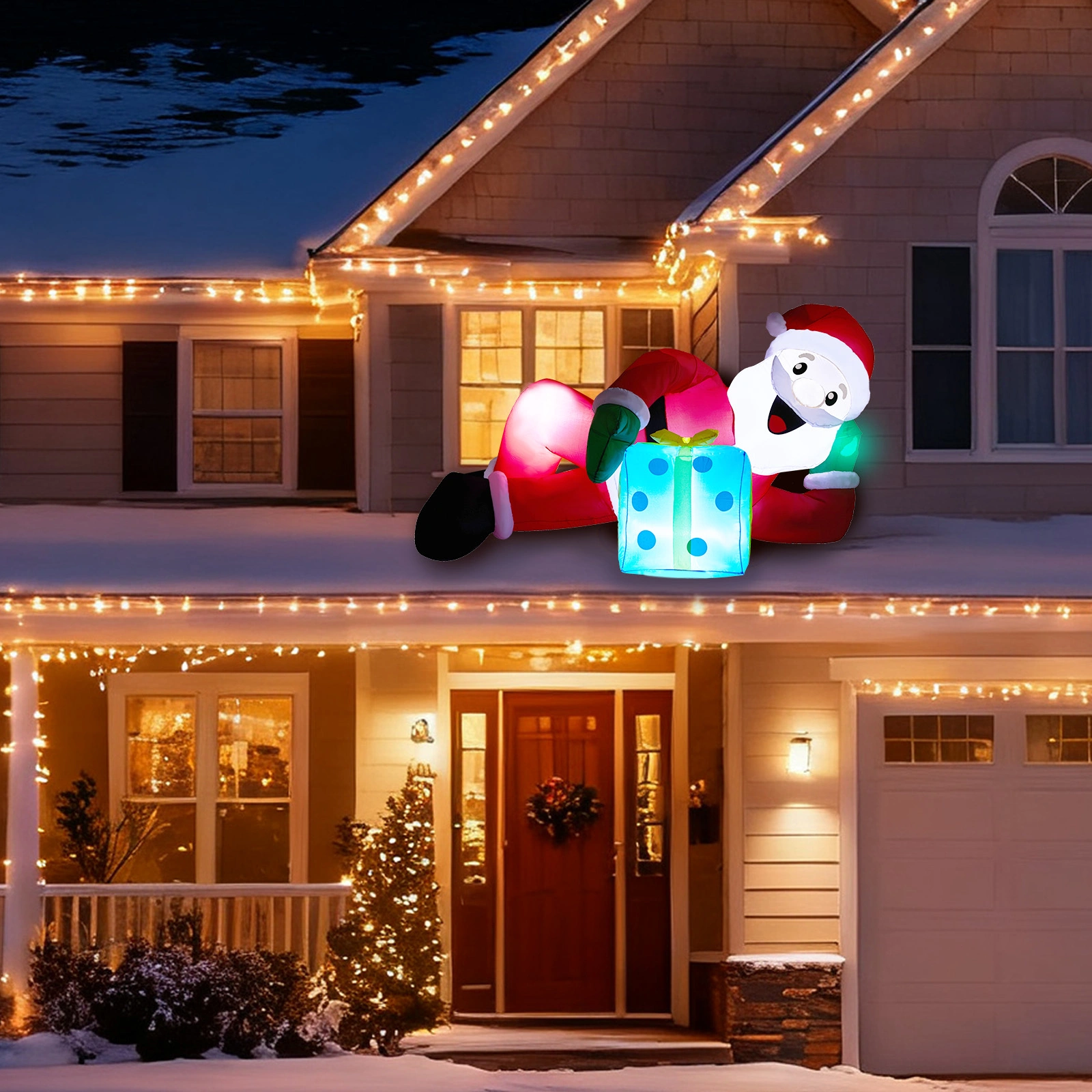 7FT Lighted Christmas Inflatable Santa Lying Down, Funny Blow Up Yard Decor with LED Lights for Front Lawn Garden Party Holiday Decoration view 11