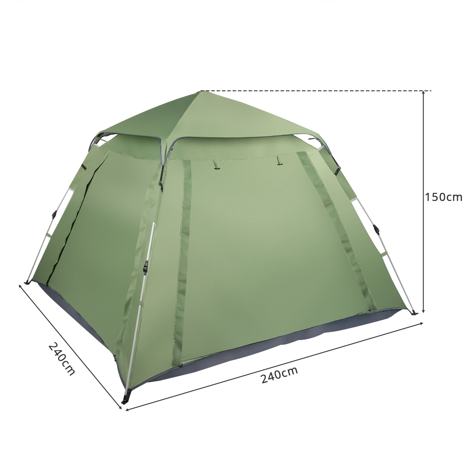 240*240*150cm Spring Quick Open Four-Person Family Tent Camping Tent Green view 25