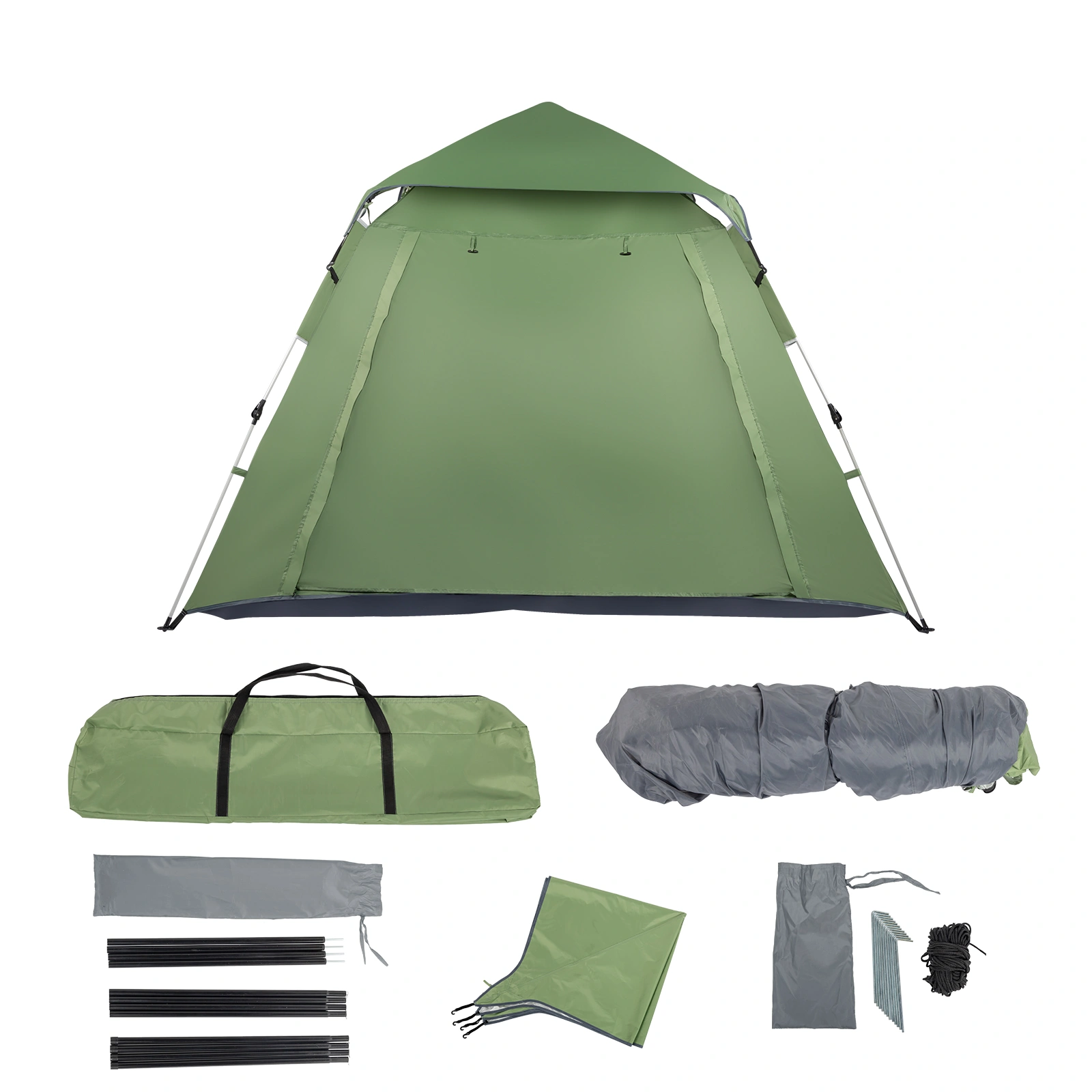 240*240*150cm Spring Quick Open Four-Person Family Tent Camping Tent Green view 26