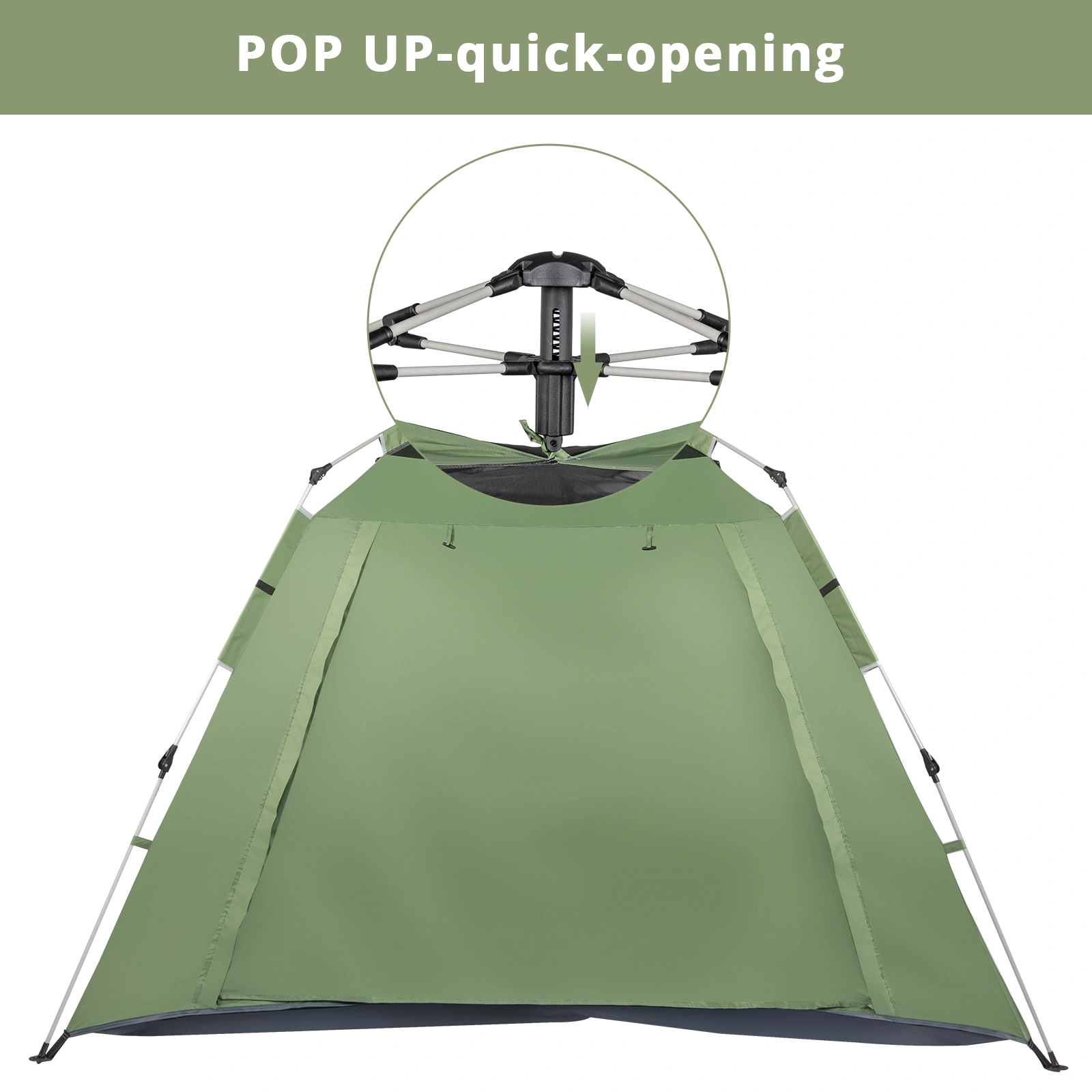 240*240*150cm Spring Quick Open Four-Person Family Tent Camping Tent Green view 29