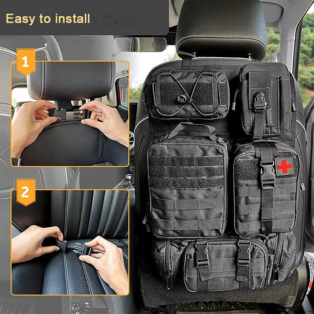 Tactical Car Seat Back Organizer, Vehicle Storage Bag with Panel Packet Holders, UK view 4