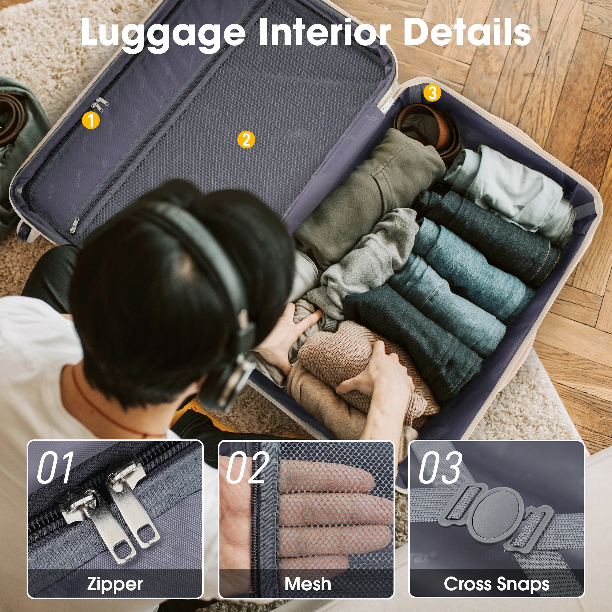 Hardshell Luggage Sets 4 pcs + Bag Spinner Suitcase with TSA Lock Lightweight-16"+20"+24"+28" Luggages view 8