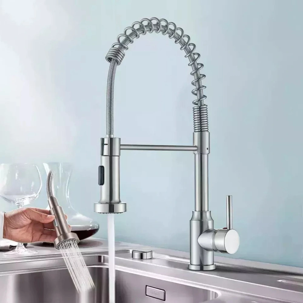Modern Monobloc Pull Out Kitchen Mixer Tap, Dual Spout Spray, Single Lever 360° Swivel view 2