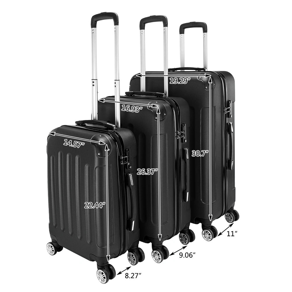 3 Pcs Suitcase Lightweight ABS Carry-on Hand Luggage 4 Spinner Wheels Trolley Case view 5