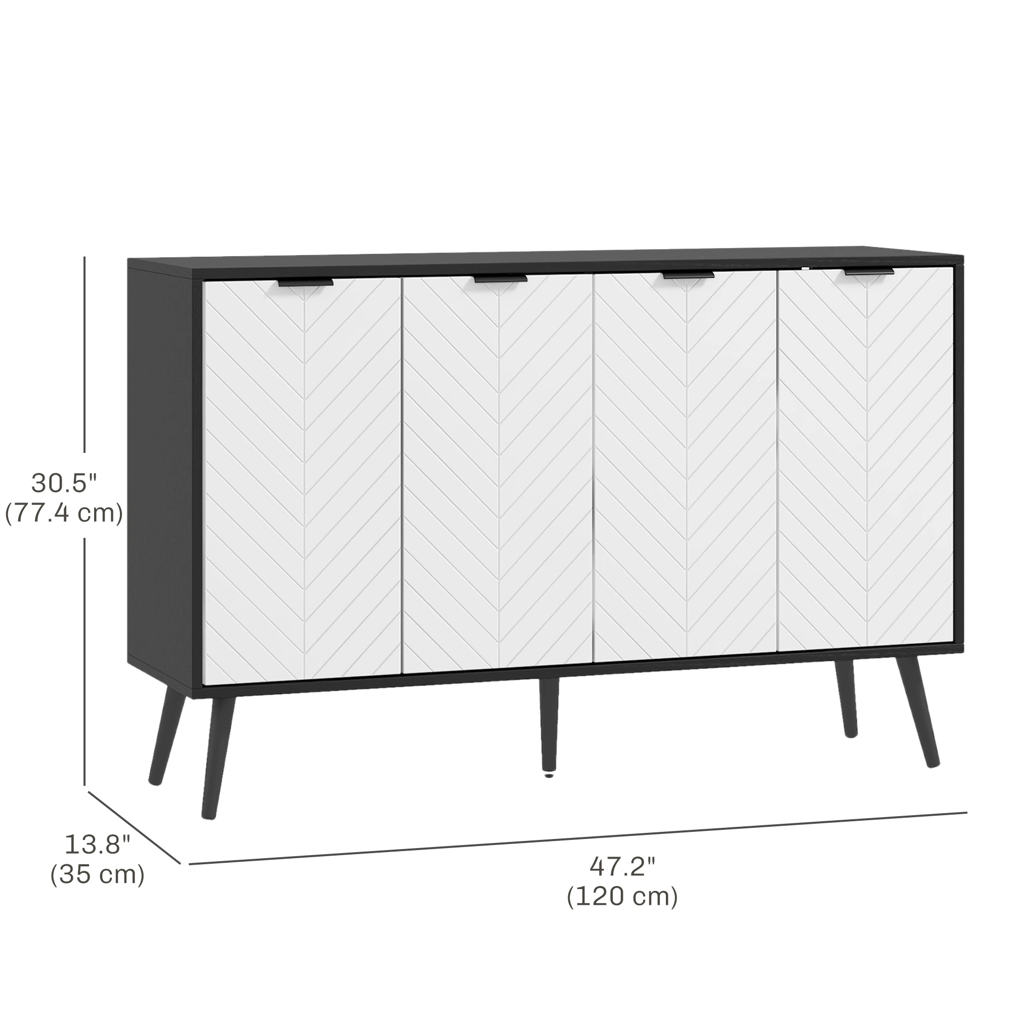 Kitchen Storage Cabinet with Doors - Freestanding Floor Cupboard, Home Pantry Organizer view 2