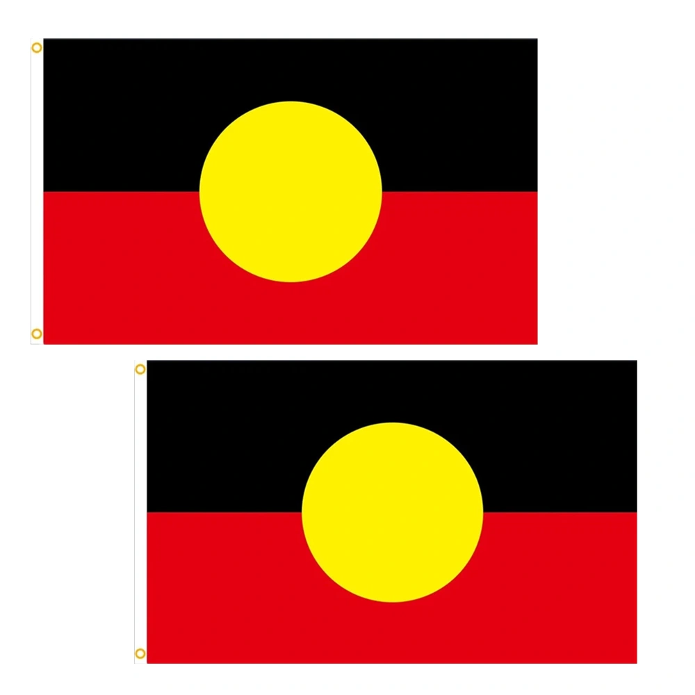 2PCS Aboriginal Flag 150x90cm Brass Grommets Australian Indigenous Outdoor Garden Yard Flag