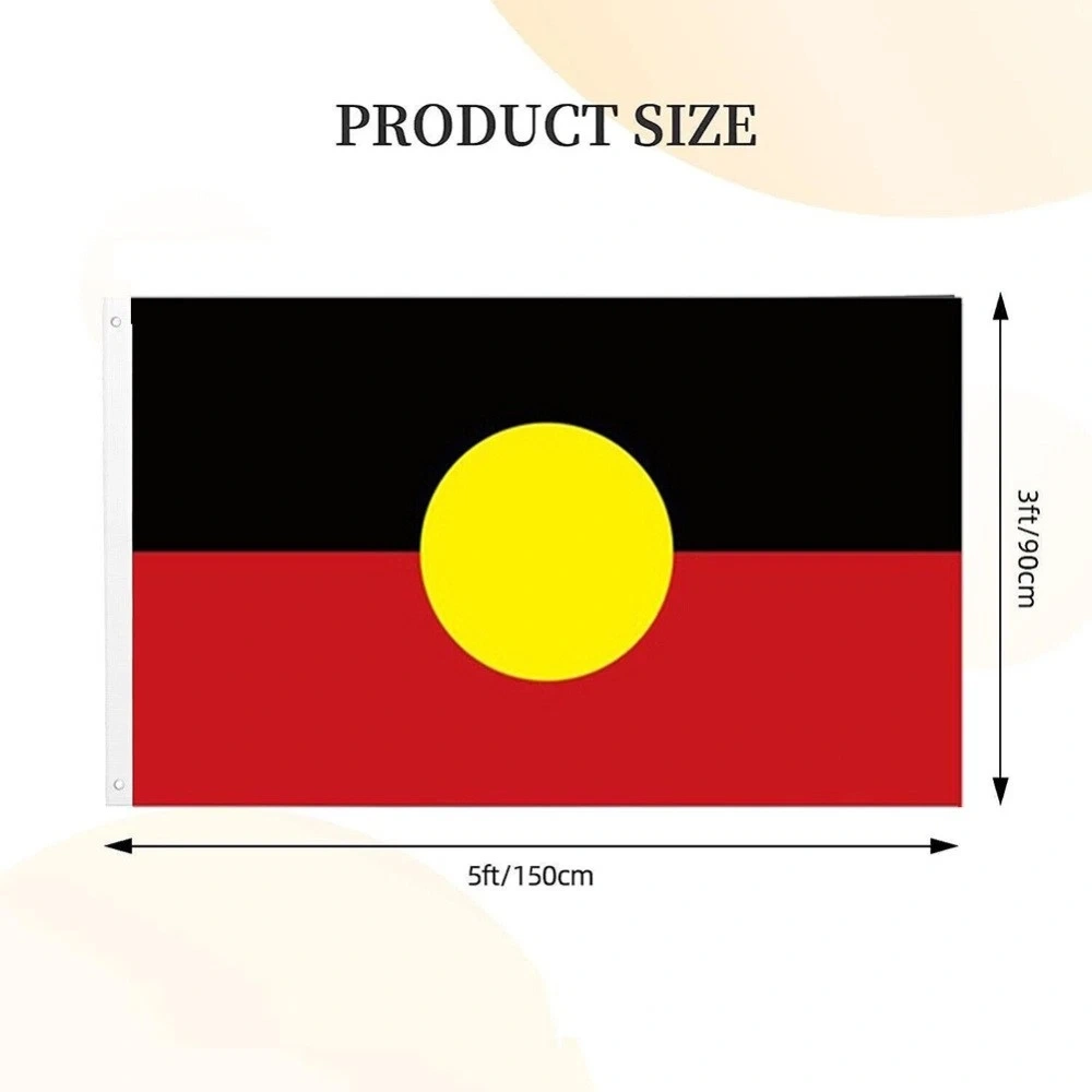 2PCS Aboriginal Flag 150x90cm Brass Grommets Australian Indigenous Outdoor Garden Yard Flag view 2