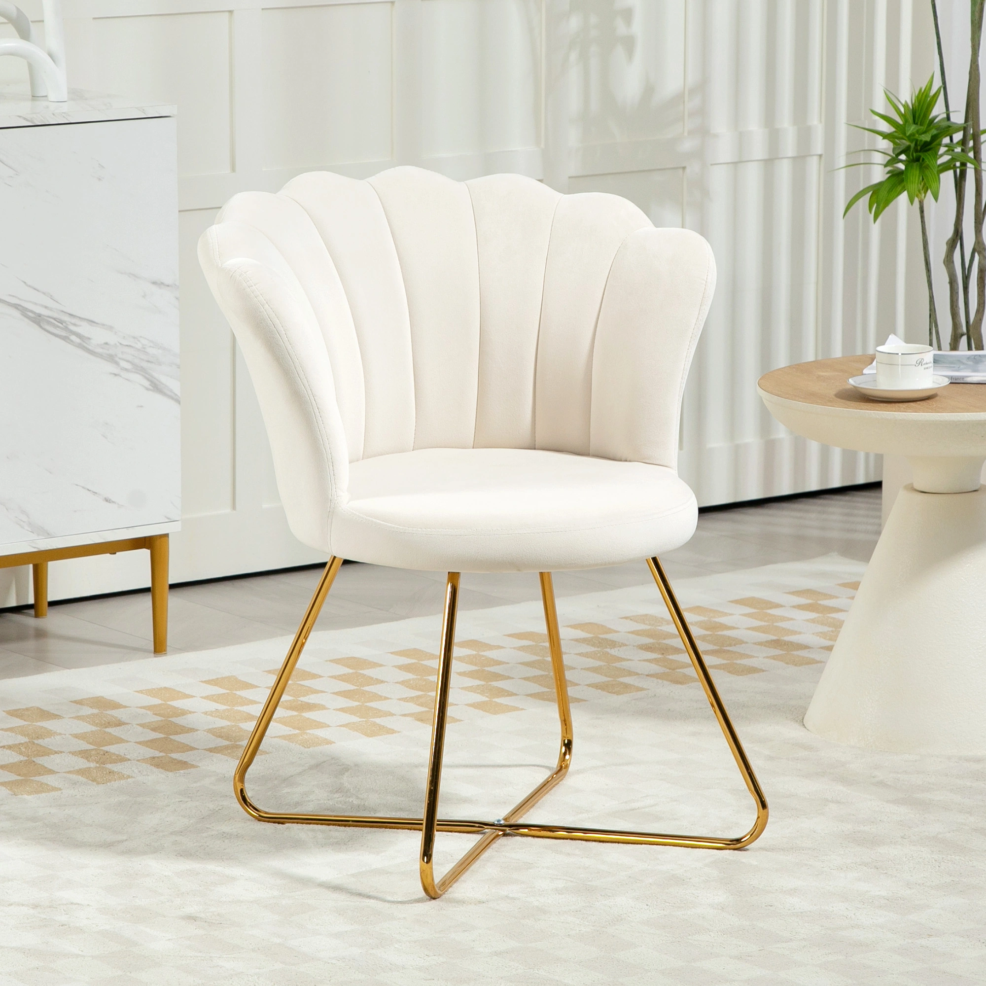 Velvet-Feel Lotus Petal Accent Chair