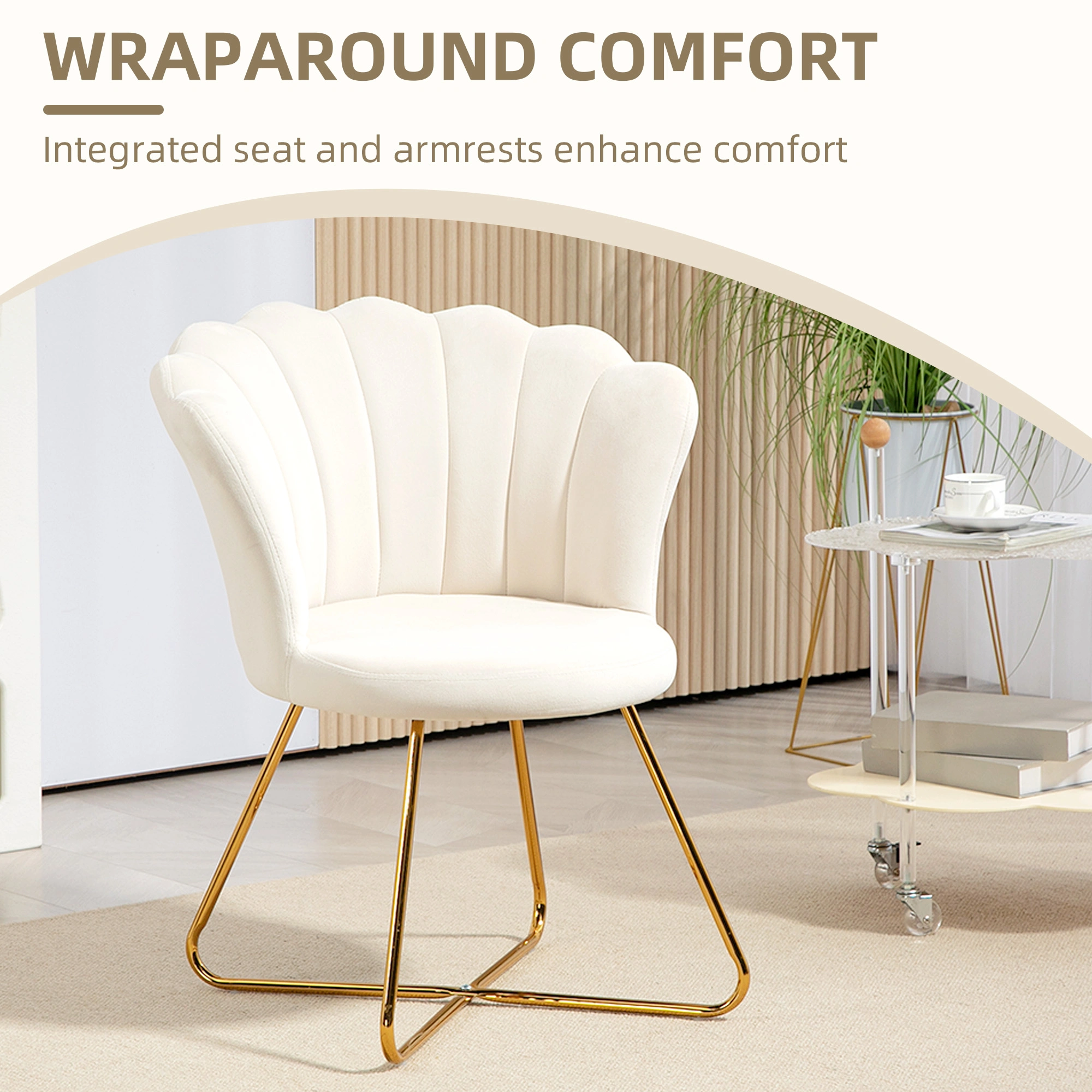 Velvet-Feel Lotus Petal Accent Chair view 5