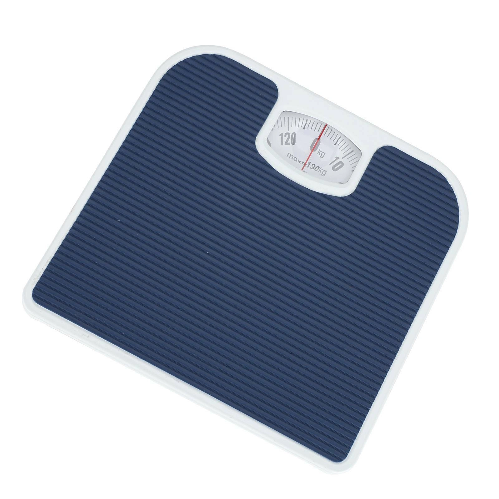 Mechanical Bathroom Scale 130kg, Analog Dial Body Weight Scale, White & Blue Home Health Monitor view 2