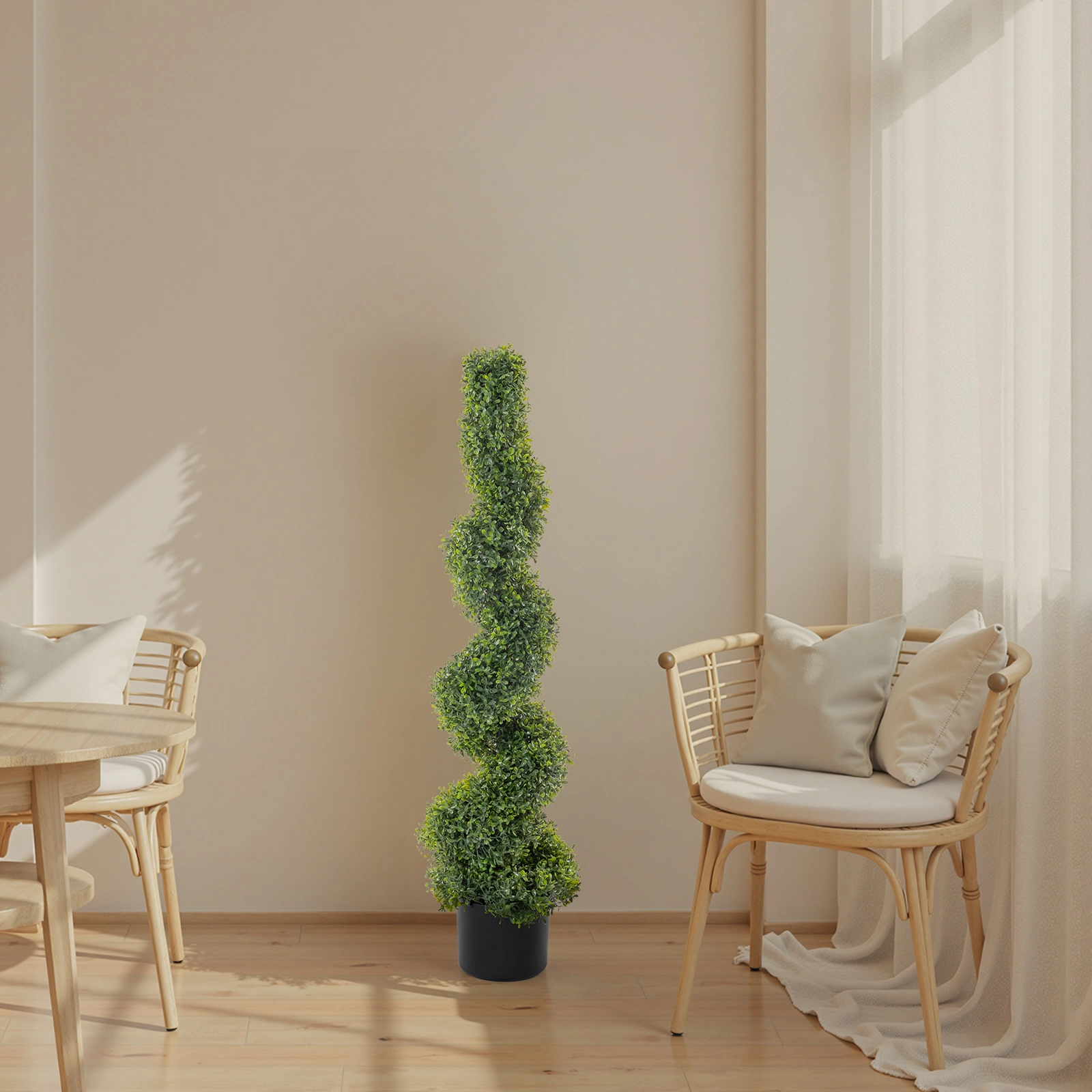 2pcs Green 115cm Spiral Boxwood PVC Artificial Tree