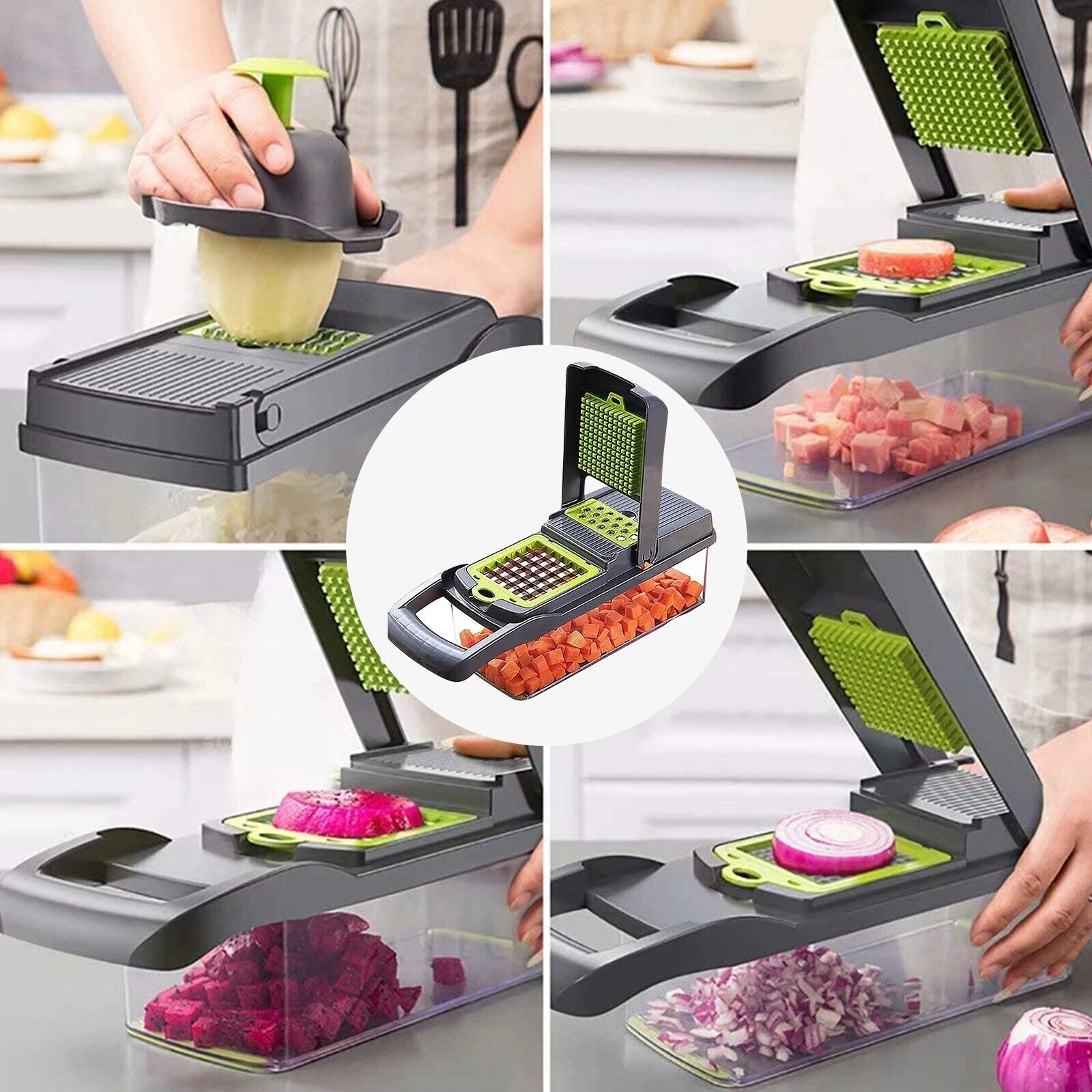 16-in-1 Vegetable Chopper - Multifunctional Food Slicer Dicer & Peeler for Salad Fruit view 2