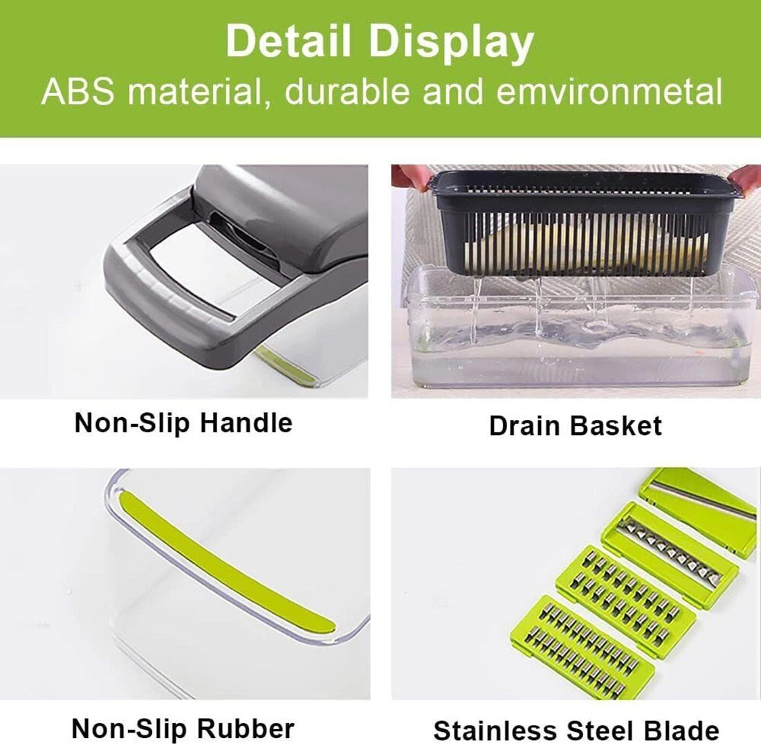 16-in-1 Vegetable Chopper - Multifunctional Food Slicer Dicer & Peeler for Salad Fruit view 4
