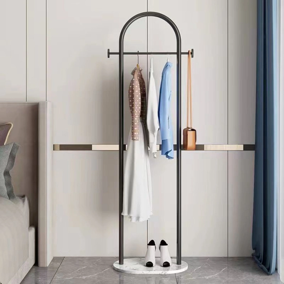 Clothing Rack, Golden Metal Freestanding Heavy Duty Clothes Rack with Marble Base, Multipurpose Garment Hanger for Bedroom, Hat, Scarf, Jacket