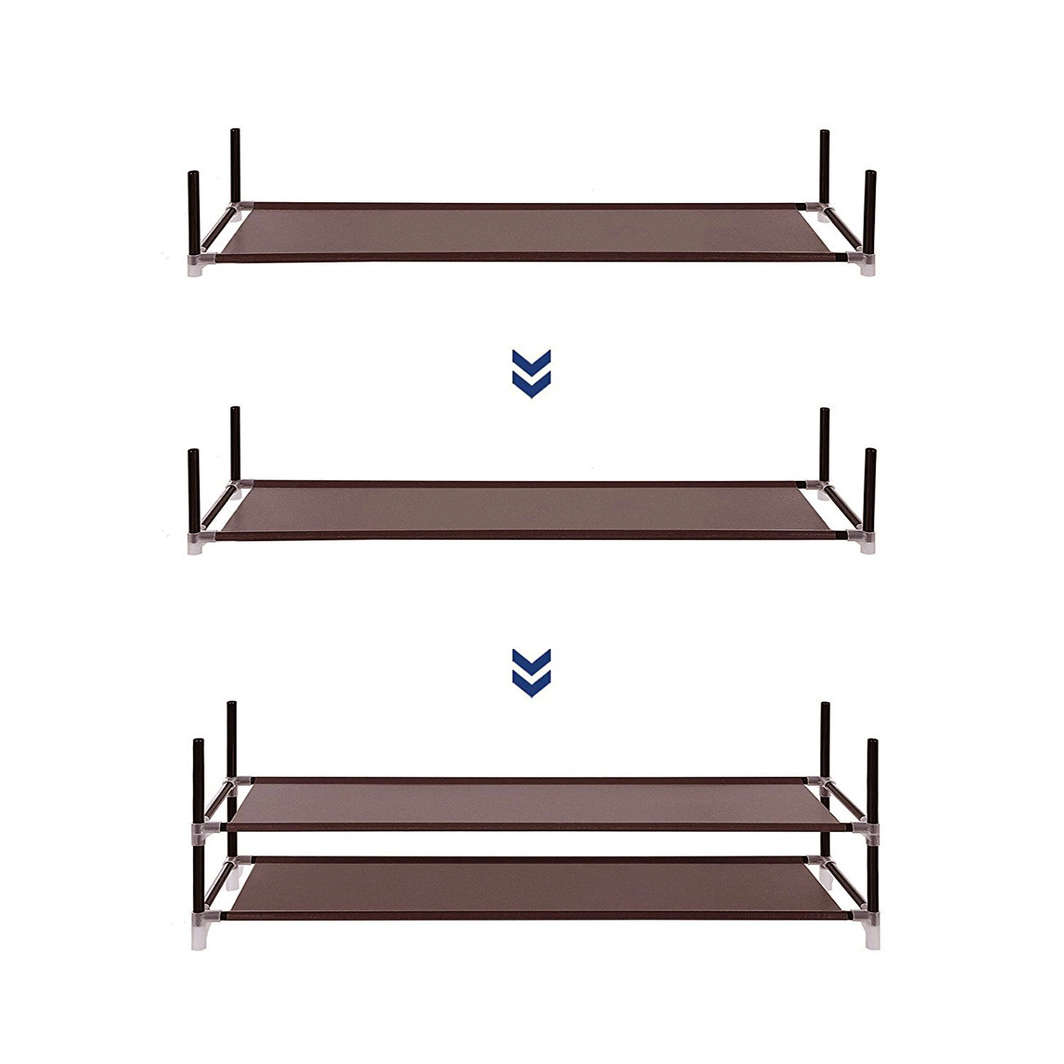 Simple Assembly 10-Tier Non-Woven Fabric Shoe Rack with Carry Handle Dark Brown view 2