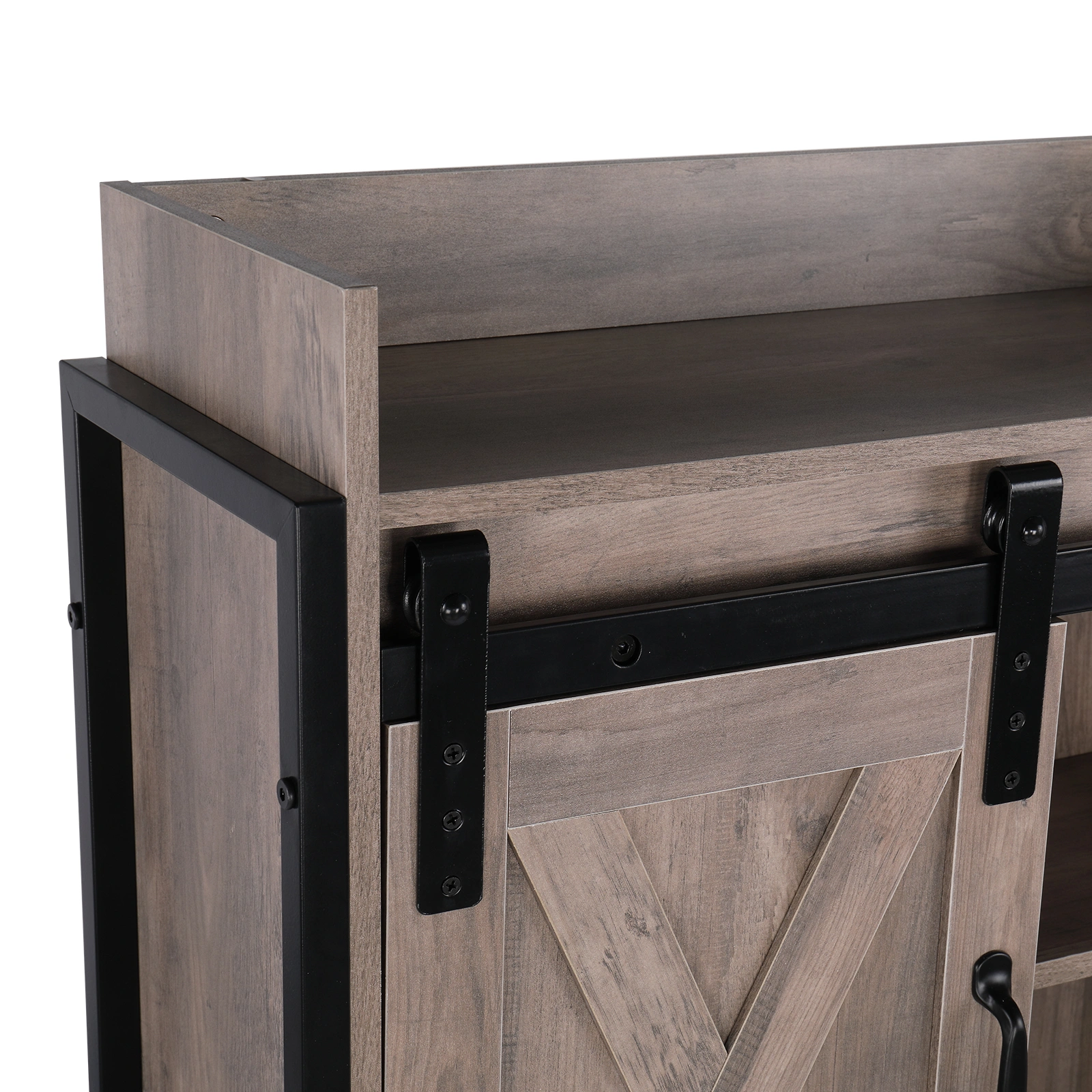 Retro Style MDF With Triamine Iron Frame Sliding Door Three-Layer Rack Bathroom Cabinet view 10